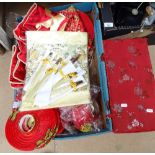 Chinese paper lanterns, cushion covers, chopsticks, and a fabric covered box