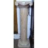 A limed effect Corinthian column pedestal, with scrolled top, H100cm