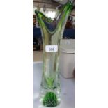 Webb's green bubble glass vase, 34.5cm