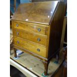 An Edwardian mahogany 3-drawer bureau, W78cm