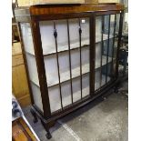 An Edwardian mahogany glass display cabinet, with 2 doors, on cabriole feet, W120cm