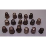 18 various silver thimbles