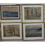 3 watercolours, unsigned, framed (3)