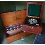 Antique Reeves artist's paint box, and a Tiffany desk clock