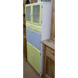 A 1950s/60s white and yellow painted maid saver cabinet, W76cm, H177cm