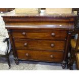 A small 19th century mahogany Scottish chest, with ogee frieze drawer, 3 further long drawers under,