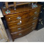 A 19th century mahogany bow-front 5-drawer chest, on bracket feet, W105cm, H106cm