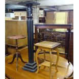 A William IV ebonised jardiniere stand, a wine table, and another (3)