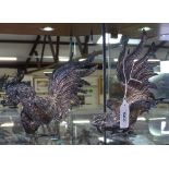 A pair of silver plated table pheasants