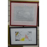 Pamela Bosanquet, engraving, Rebecca, 1985, signed in pencil, plate size 12" x 16", and A Morgan,