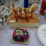 Tang style horse and camel and a Shorters butter dish