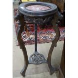 A French oak and marble-top jardiniere stand