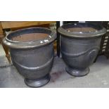 A pair of large glazed terracotta planters, H65cm