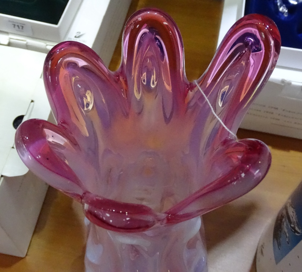 A cranberry Art glass vase with applied decoration, height 41cm - Image 2 of 2