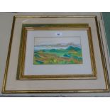 Divry-Poli, gouache, landscape, signed, 6.5" x 10", framed, together with a John Rowlands-Pritchard,