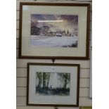 T Moore, 7 watercolours, landscape scenes, signed, largest 13" x 19.", framed (7)