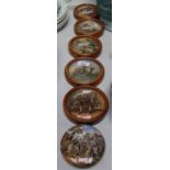 6 Victorian Pratt Ware pot lids, 5 framed