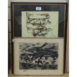 Jan Meakins and Jose Moia, lithograph, tiepolo's personnages, signed and dated 1979, framed,