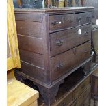 An 18th century oak chest of small size, with 2 short and 2 long drawers, on bracket feet, W79cm,