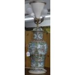 A Chinese baluster jar and cover converted to a table lamp