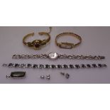 A Rotary sterling silver lady's watch, other costume jewellery and wristwatches