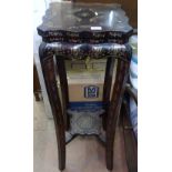 An Oriental design lacquered and gilded 2-tier jardiniere stand, W35cm