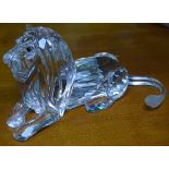 A Swarovski Crystal lion, length 12.5cm, boxed with certificate
