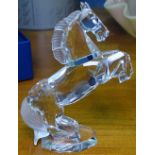 A boxed Swarovski Crystal rearing horse, height 10.5cm