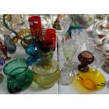 Glass ornaments, teaware, jugs etc