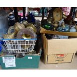 A quantity of oil lamps, parts, spares, shades and chimneys