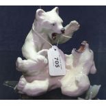 Royal Copenhagen pair of polar bears, height 14cm