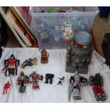 A boxful of Transformer vehicles and figures