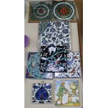 A pair of 1960s tiles, Middle Eastern tiles etc