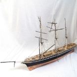 A scratch-built Cutty Sark model ship, overall length 116cm