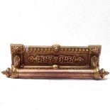 A copper door handle with letter plate, length 31cm