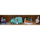 A Wallace & Gromit van, toast rack, figure, and motorcycle and sidecar, all boxed