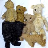 Chad Valley and 3 other teddy bears, a Terrier nightdress case, and a straw-filled Terrier