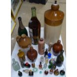 Stoneware flagons, large bar bottles etc