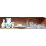 Waterford Crystal vases, clock etc, and Wedgwood Wild Strawberry vases etc