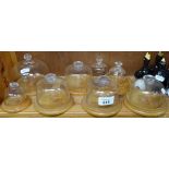 8 various glass domes on stands, tallest 11cm