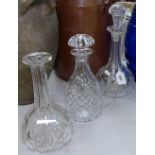 Crystal decanter and stopper, 31cm, and 2 others