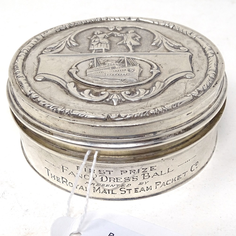 A silver presentation box, Royal Mail Steam Packet Company, RMS Asturias by Elkington & Company,