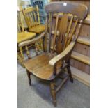 A Windsor kitchen elbow chair with splat back