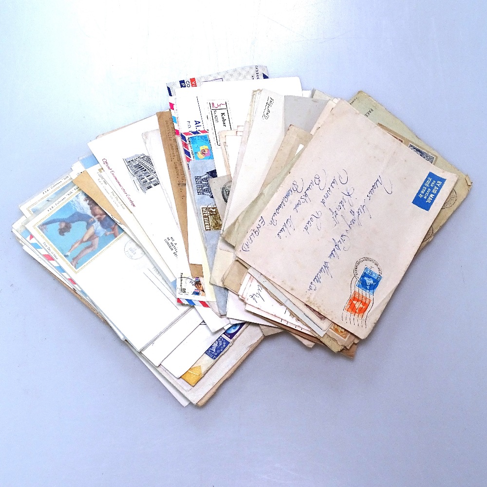 A box of stamped and addressed envelopes