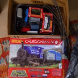 Boxed Hornby Caledonian Belle, and another box of railway items