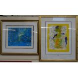 Kwannchung Chau, monoprints, silent conversation one, and another by a different hand, framed (2)