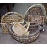 6 various wicker baskets and trugs