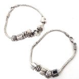 2 silver charm bracelets