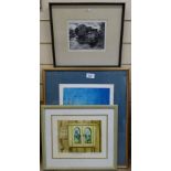 3 engravings by Audrey Curran, Sarah Dunton, and Hilary Paynter, framed (3)