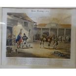 A pair of Antique coloured prints, "horse dealers", framed